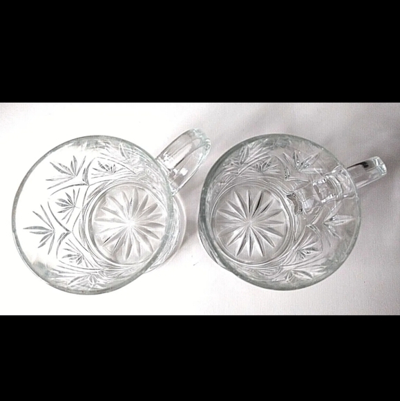 2pc Vintage PAUL SEBASTIAN INC TEMPERED GLASS Heavy Crystal Mugs 4.25" - Picture 5 of 11